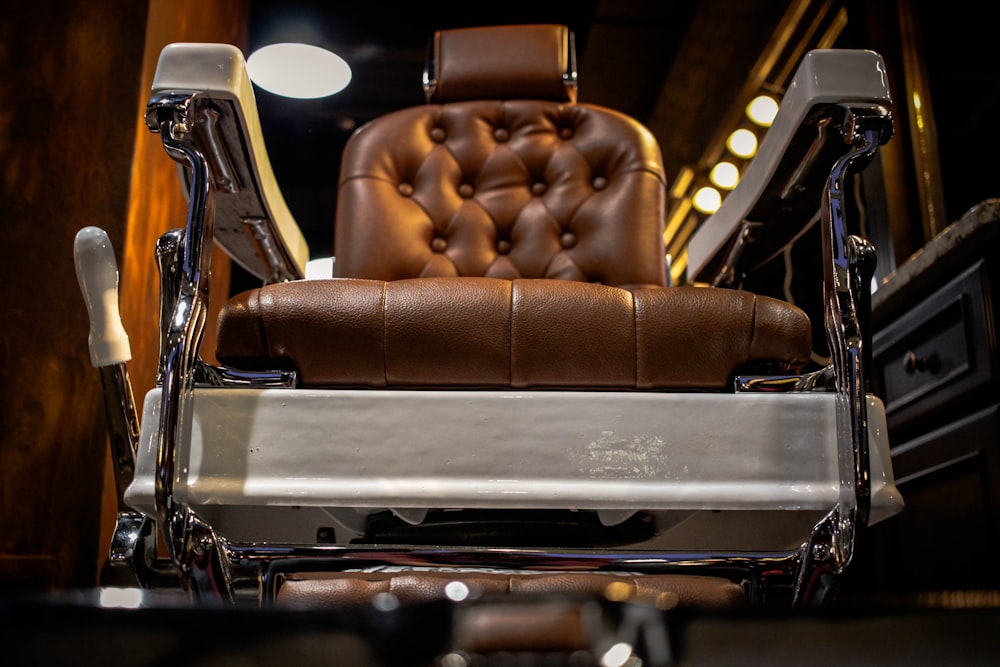 Classic vintage leather barber chair